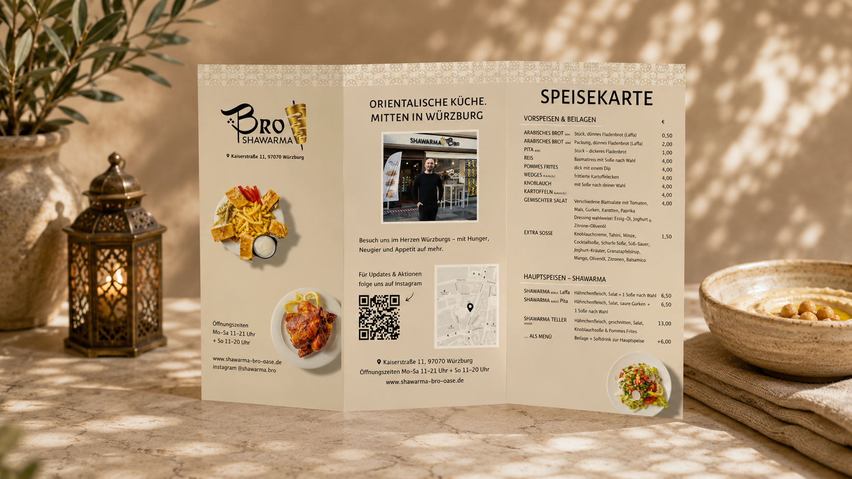 Faltflyer Werbung Speisekarte