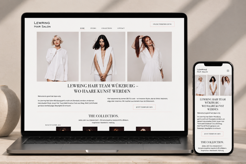 Friseurwebseite Würzburg Mock up auf Laptop & Smartphone