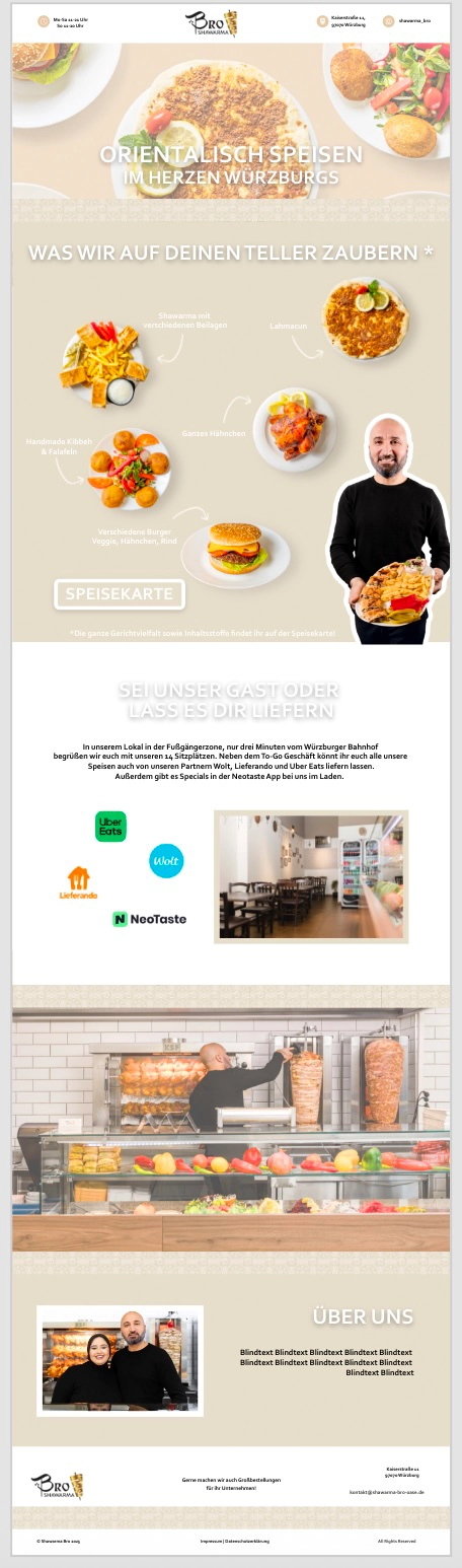 Shawarma Bro Webseite Onepage Wireframe Webdesign
