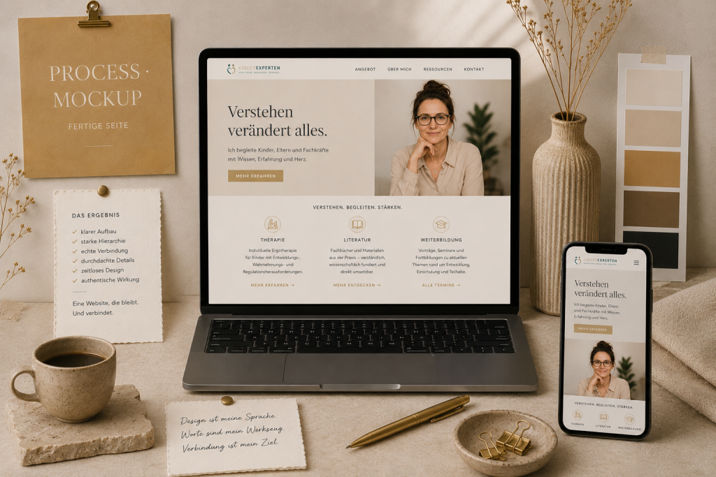 Webseite im Mockup auf Laptop und Smartphone
